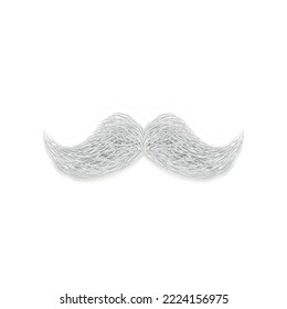 Bigote gris blanco realista, elemento de Santa Claus, Año Nuevo de Navidad con fondo blanco - Ilustración vectorial