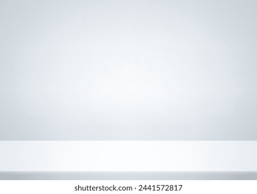 Realistic white and gray studio wall background. Room in the 3d. Space for selling products on the website. Vector illustration.