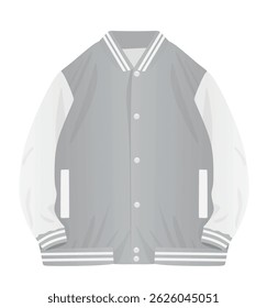 Realistic white and grey baseball jacket, vector