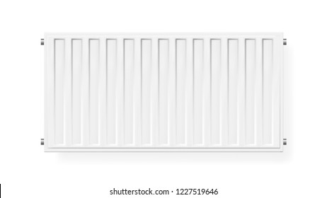 Realistic white heating radiator. Isolated vector illustration.