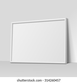 Realistic White horizontal frame for paintings or photographs.  Vector illustration.