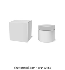 Realistic white jar of cream and packaging. Jar For Cosmetics Or Artistic Paint, Creams, Toothpaste, Gel, Sauce, Paint, Glue, Ointments, Lotions Medicines Vector Separate elements