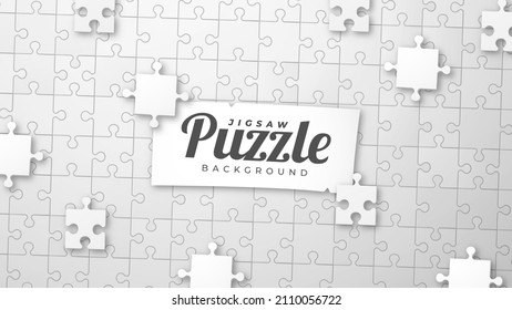 Realistic White Jigsaw Puzzle Background