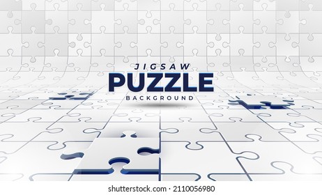 Realistic White Jigsaw Puzzle Background