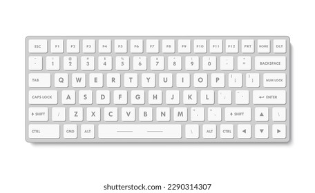 Realistic White Keyboard Isolated Vector Illustration