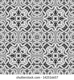 Realistic white lace texture, seamless vector pattern