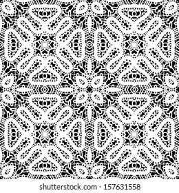 Realistic white lace texture, seamless vector pattern