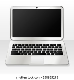 Realistic white laptop on a white background vector graphics