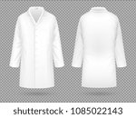 Realistic white medical lab coat, hospital professional suit vector template isolated. Illustration of uniform for doctor hospital and medical staff