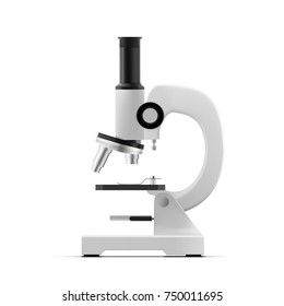 Realistic White Microscope Isolated On Background. EPS10 Vector