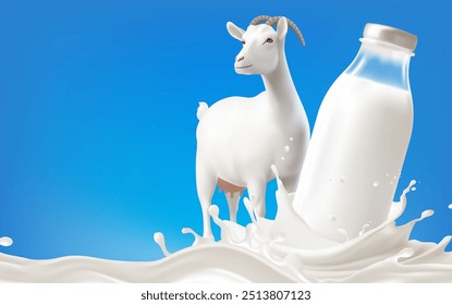 Realistic white Milk products Goat  splash flowing yogurt cream isolated on background. 3d realistic yogurt wave border. Vector Mesh gradient wes used