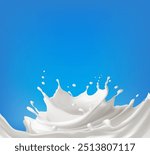 Realistic white milk splash flowing yogurt cream isolated on background. 3d realistic yogurt wave border. Vector Mesh gradient wes used