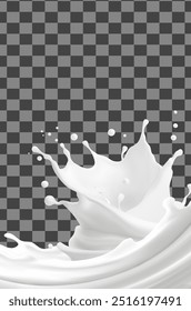 Realistic white milk splash flowing yogurt cream isolated on background. 3d realistic yogurt wave border. Vector Mesh gradient wes used