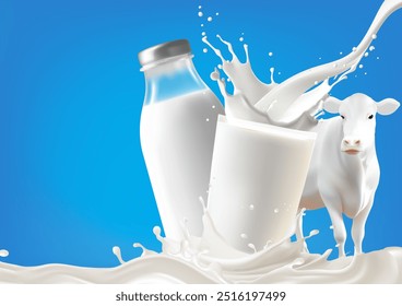 Realistic white milk splash flowing yogurt cream isolated on background. 3d realistic yogurt wave border. Vector Mesh gradient wes used