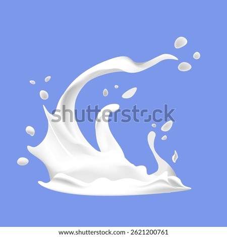 Realistic white milk splash no background editable