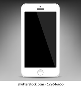 Realistic white mobile phone with a blank screen . Vector  illustration 