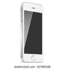 Realistic white mobiles phones with blank screen isolated on white background. Modern concept smartphone devices with digital display. Vector illustration EPS 10