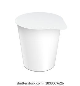Realistische White Mock up leere Plastikbehälter für Jogurt, Konfitüren und andere Produkte.