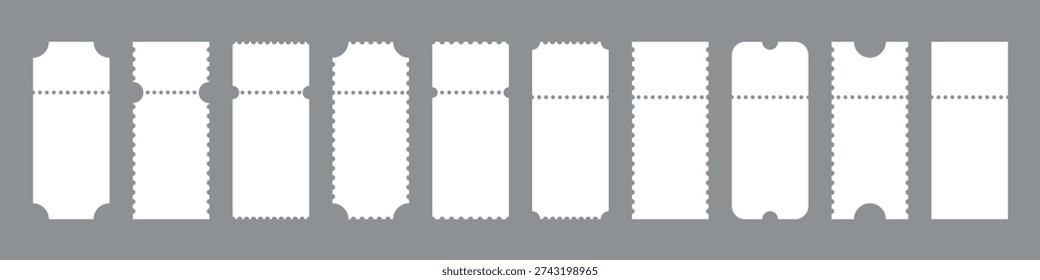 Realistic white mockup ticket - Blank tickets set