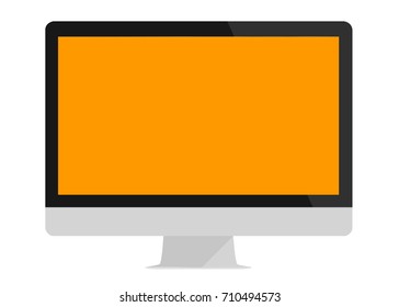 Realistic white monitor isolated on white background. Computer screen realistic vector illustration. 