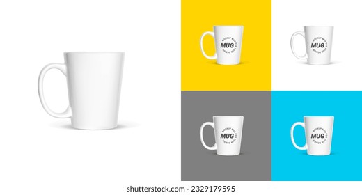 Realistic white mug isolated on white background. Template For Mock up Your Design. Vector illustration.