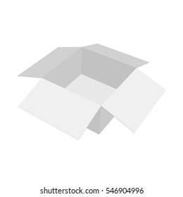 Realistic white open box.  3D vector illustration on white background.