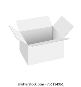 Realistic white open carton blank box .Vector mock up, template for package design. Graphic illustration isolated on white background