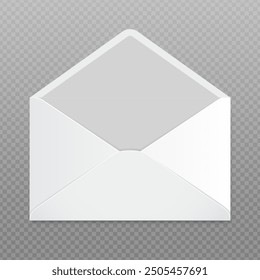 Realistic white opened envelope isolated on transparent background. Vector EPS 10
