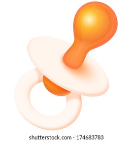 Realistic white pacifier isolated on white background