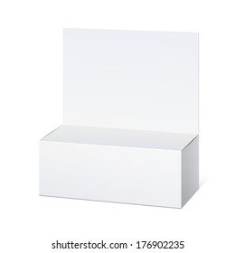 Realistic White Package Box. For cosmetics, vitamins and other products. Vector illustration.