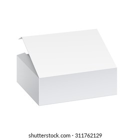 Realistic White Package Box. For For, Software, electronic device and other products. Vector illustration.