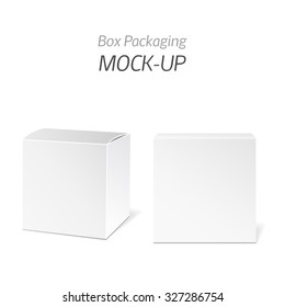 Realistic White Package Box. Packaging Product. Vector illustration.