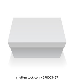Realistic White Package Box. For For shoes, Software, electronic device and other products. Vector illustration.