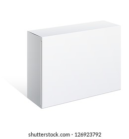 Realistic White Package Box. For Software, Electronic Device And Other Products. Vector Illustration.