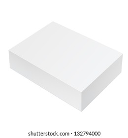 Realistic White Package Box. For Software, electronic device and other products. Vector illustration.