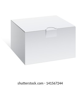 Realistic White Package Box. For Software, electronic device and other products. Vector illustration.