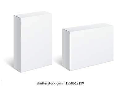 Realistic White Package Box. For Software, electronic device and other products. Vector illustration. - Shutterstock ID 1558612139