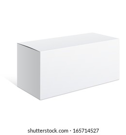 Realistic White Package Box. For Software, electronic device and other products. Vector illustration.