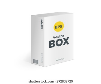 Realistic White Package Box. For Software, electronic device and other products. Vector illustration.