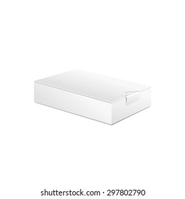 Realistic White Package Box. For Software,  electronic device and other products. Vector illustration.