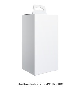 Realistic White Package Box. For Software, electronic device and other products. Vector illustration.