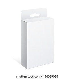 Realistic White Package Box. For Software, electronic device and other products. Vector illustration.