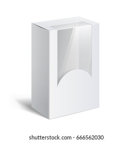 Realistic White Package Box. For Software, electronic device and other products. Vector illustration.