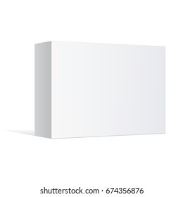 Realistic White Package Box. For Software, electronic device and other products. Vector illustration.