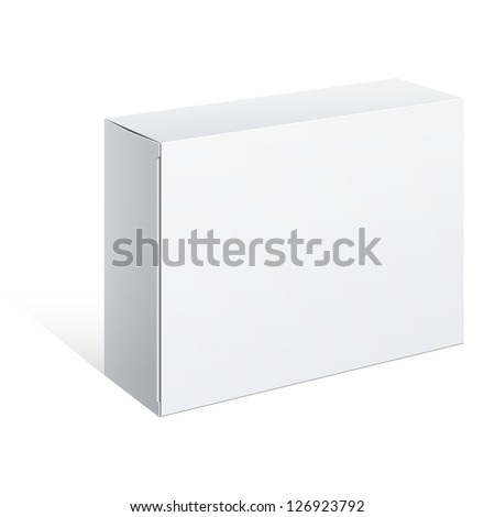 Realistic White Package Box. For Software, electronic device and other products. Vector illustration.