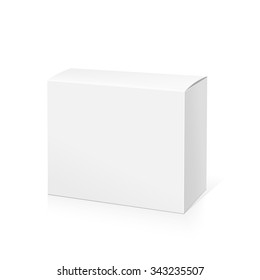 Realistic White Package Box. Template for your design. You can use that packing for  Software, Cosmetics, Electronic Device and Other Products. Vector illustration.
