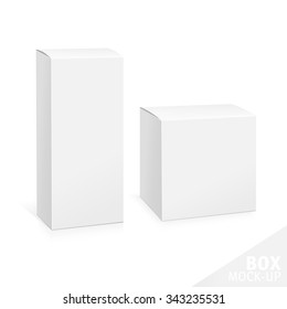 Realistic White Package Box. Template for your design. You can use that packing for  Software, Cosmetics, Electronic Device and Other Products. Vector illustration.