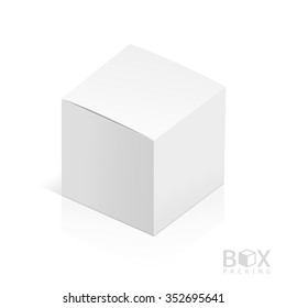 Realistic White Package Box. Template for your design. You can use this packing for Software, Cosmetics, Electronic Device and Other Products. Vector illustration.