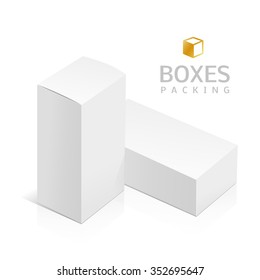 Realistic White Package Box. Template for your design. You can use this packing for Software, Cosmetics, Electronic Device and Other Products. Vector illustration.