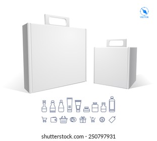 Realistic white Package Cardboard Box Opened. For Software, electronic device and other products. Vector illustration